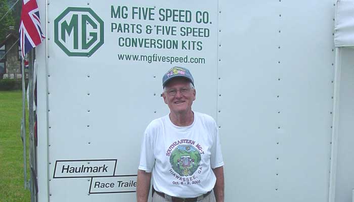 Jim Hall presented the MG Five Speed Company's front disc brake upgrade kit for MGB