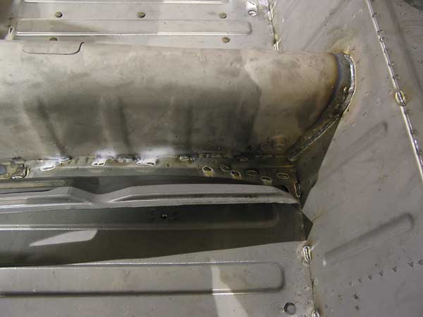 seam welding around the driveshaft tunnel
