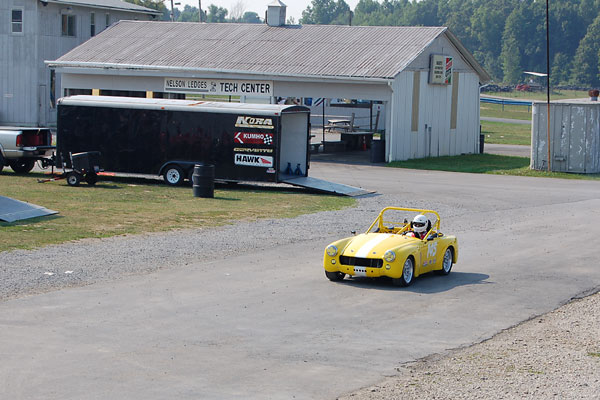 Brian Kraus leaves the Nelson Ledges Tech Center to enter the track