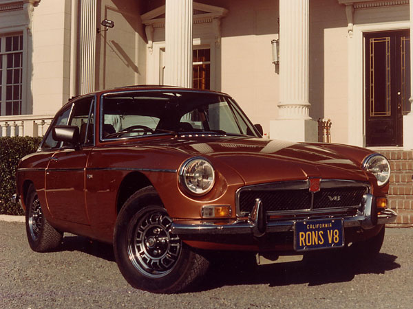 Ron Hall's MGB GT V8, photographed in 1981 at Lido Mansion in California