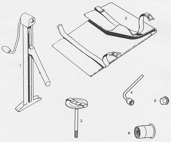 MGB GT V8 parts - Jacks, Tools and Wheel Caps