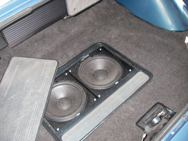 tuned port subwoofer enclosure, with speaker grille removed