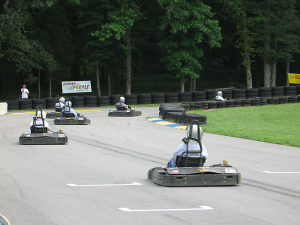 Racers try a variety of lines through turn one.