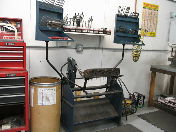 General view of valve guide bench.