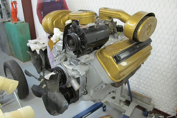 Chrysler FireFlight engine with dual four-barrel carburetors from a 1956 or 1957 DeSota Adventurer.