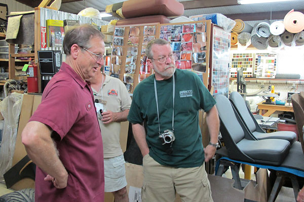 BritishV8 guys tour Hatfield Restorations' upholstery shop.