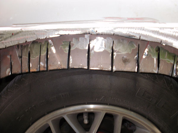 Installing rear flares is complicated by the need to seal between inner and outer fenders.
