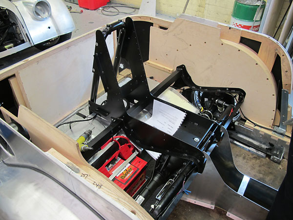 The structure that supports the back seat of a four seater Morgan.