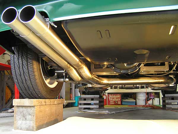 Stainless steel 2 1/2 exhaust system with crossover and Borla stainless steel mufflers.