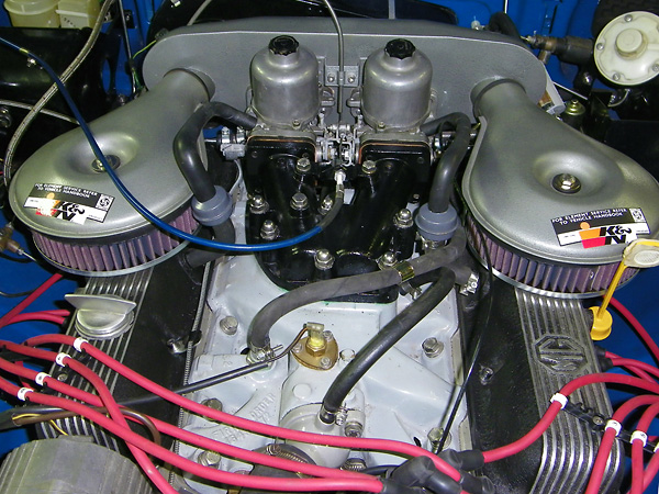 Rover 3.9L V8 engine with twin S.U. HIF6 carburetors.