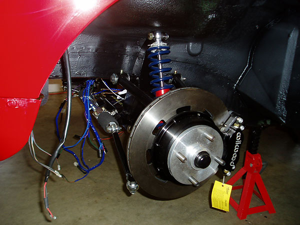 Fast Cars front suspension, featuring Wilwood brakes.
