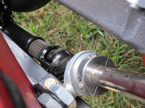 A driveshaft-type slip joint, installed in the steering linkage.