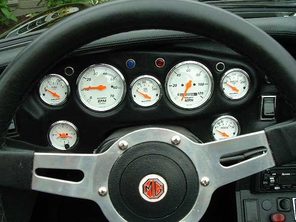 Autometer Arctic White Gauges in an MGB