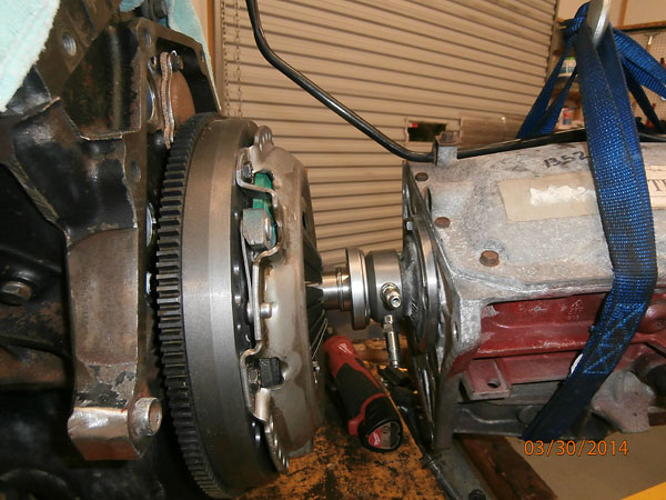 Test fitting the hydraulic throwout bearing, diaphragm pressure plate, etc.