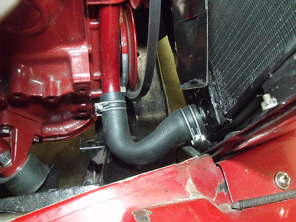 Lower radiator hose connection.