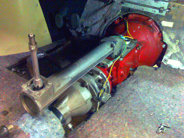 Volvo M41 transmission with Laycock D-type overdrive.