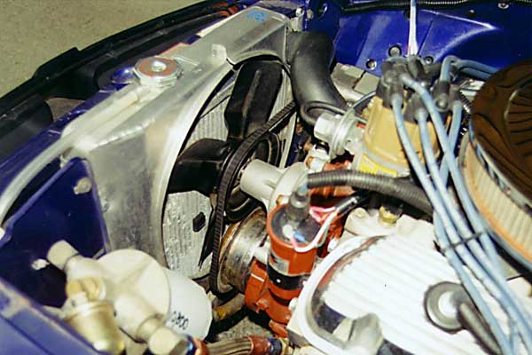 Dale Spooner's MGB: fan shroud improves idle and low speed cooling