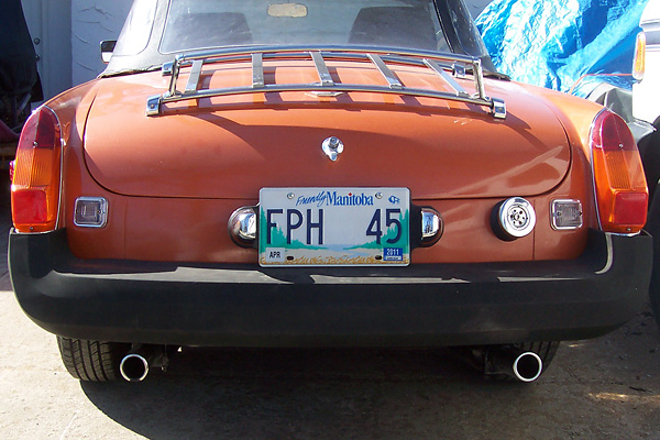 The MGB fuel tank was moved to centerline to better accommodate dual exhaust.