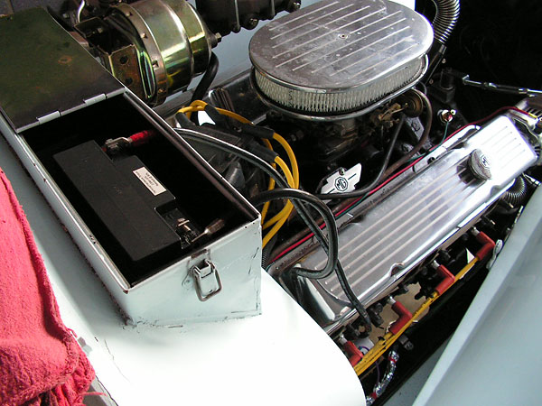 Compact gel cell battery mounted in the original tool box.