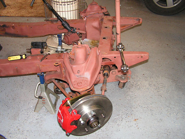 Scarebird conversion kit was used to upgrade the Corvair drum brakes to Chevy S10 calipers.