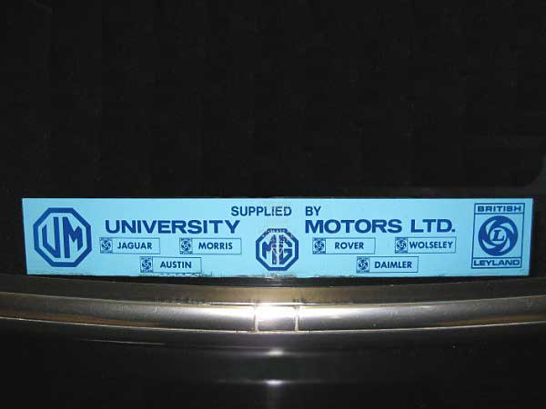University Motors dealership decal