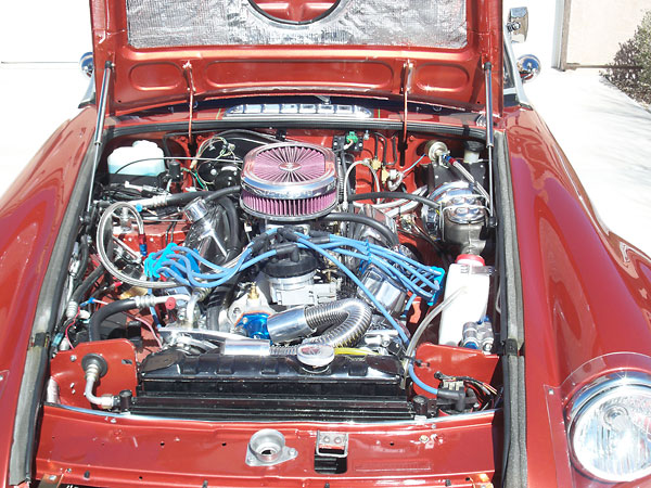 Ford 302cid V8 with Patriot Performance aluminum cylinder heads.