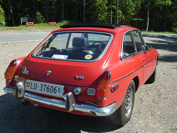 MGB GT V8 chassis number 100, circa 2014 (rear view)