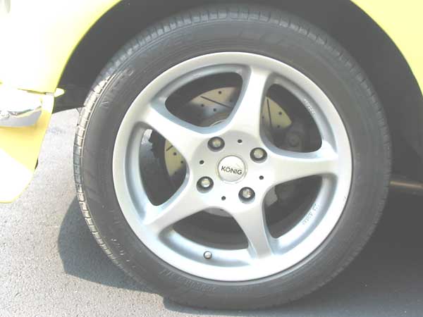 16x7, 4x4.5 lug Konig wheels and 205/50 R16 Nitto tires (NT 450)