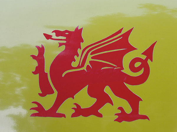 This Welsh lion logo is a trademark of the Nigel Dennis kayak company.