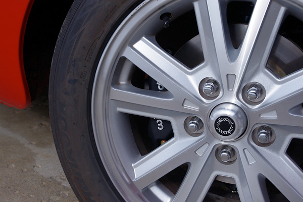 Ford Mustang V6 16-inch 5-on-4.5-inch bolt pattern wheels.
