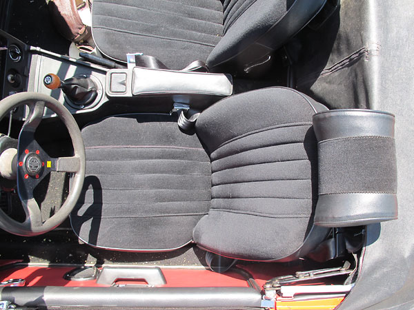 MGB seats, reupholstered in black cloth.