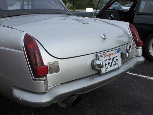 Powder coated rear bumper. Bumper over-riders removed. MGB MkI taillamps.