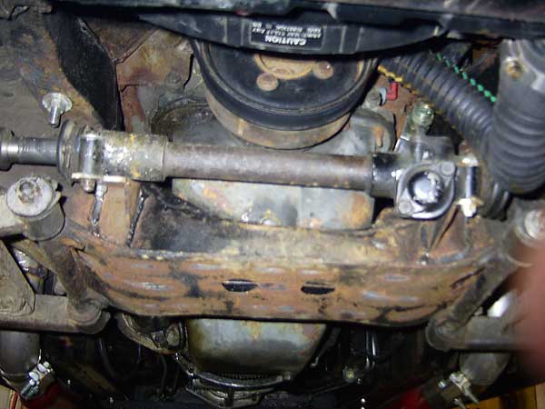 Relationship of Ford engine to MGB crossmember
