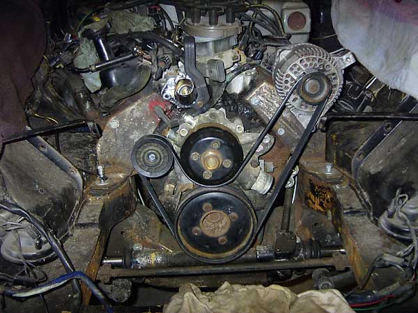 Motor mounts, engine pulleys and fan belt