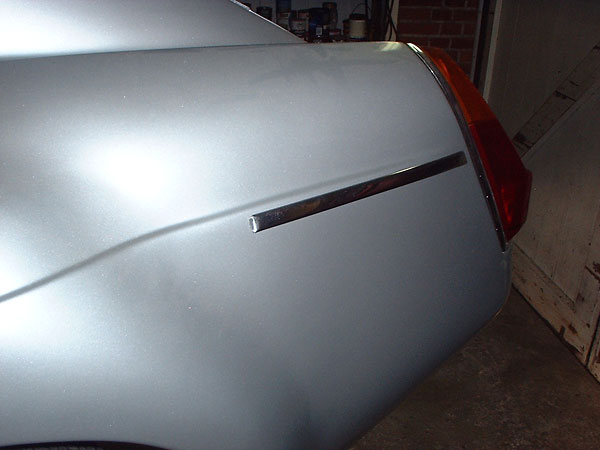 Custom modified stainless steel side trim strips on front and rear fenders.