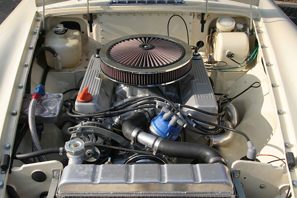 Buick 215 aluminum V8 engine: bored and re-sleeved (to 3.800) and stroked (to 3.400) to 308.45 cid.