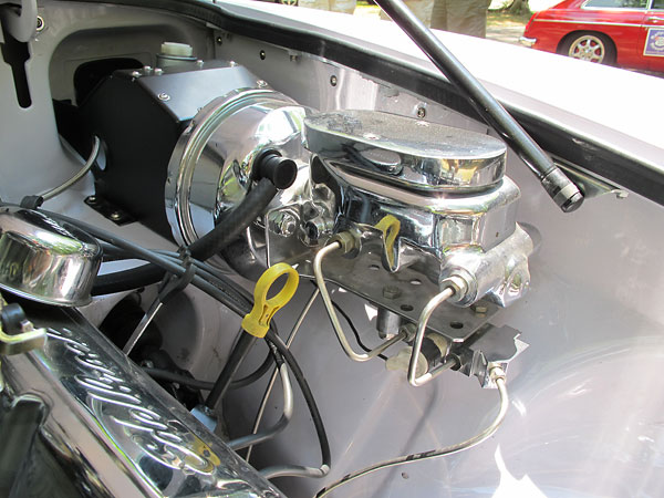 Chrome Corvette style master cylinder and proportioning valve, plus 7 inch power brake booster.