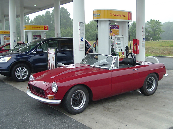 Later model (1970-80) MGB Rostyle wheels.