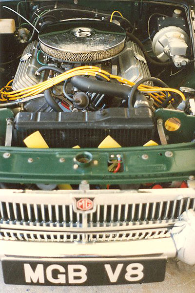 MGB V8 Radiator, stock MGB cooling fans.