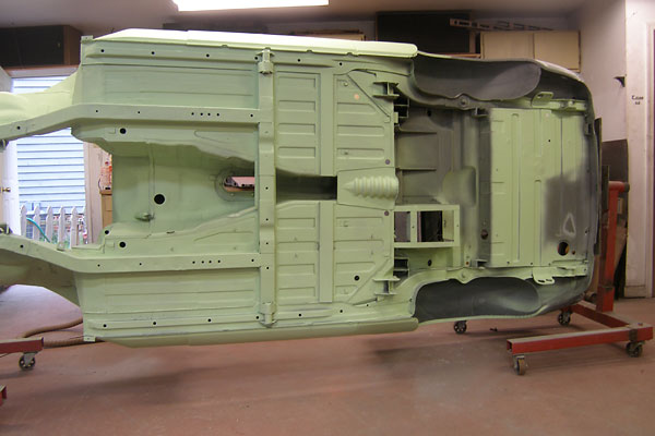 A very good view of the unibody construction of the MGB model.