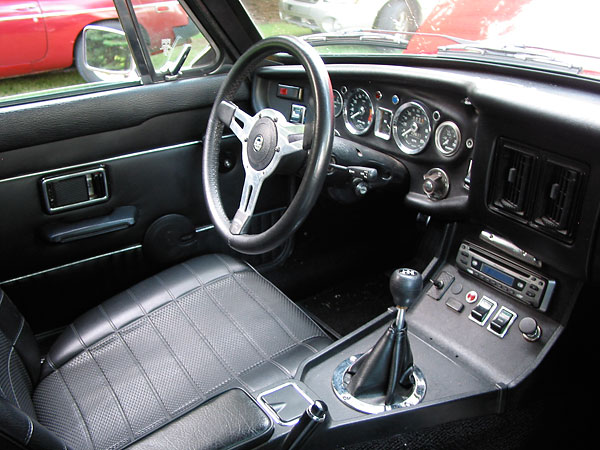 MGB GT interior with Mountney steering wheel