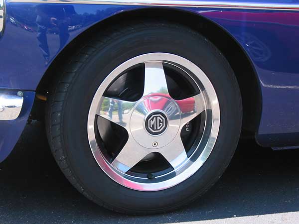 Prime wheels on an MGB