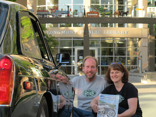 Curtis Jacobson, Lisa Jacobson, and their MGB GT (Bonnie!) posed for Moss Motors' 2014 Motoring Challenge