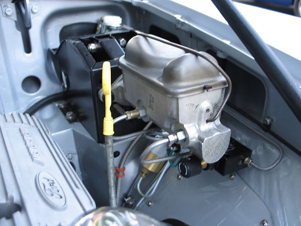 Lincoln 1 inch master cylinder. Late model pedal box. Summit Racing adjustable brake bias valve.