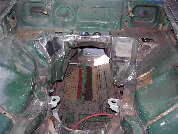 Here you can see the driver's side, where a hole will be cut for the steering shaft to come through.