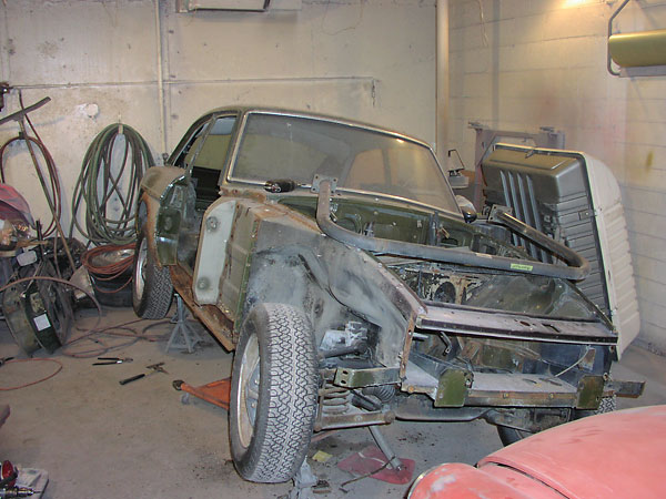 Stripped down rubber bumper MGB GT.