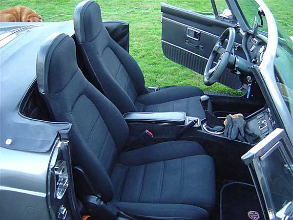 Mazda Miata seats in an MGB
