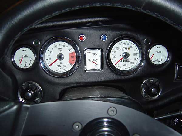 One-of-a-kind custom white-face MGB gauges.