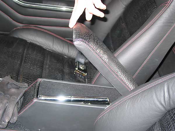 chrome parking brake lever discrete hidden in the center console
