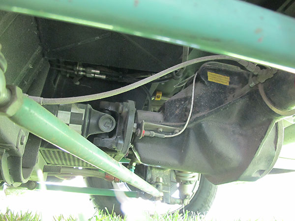 Secondary, redundant Panhard rod forward of the rear axle.